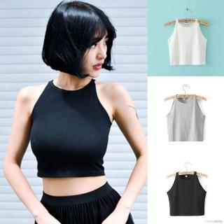 Áo Croptop Sát Nách Cổ Tròn Thiết Kế Đơn Giản Hợp Thời Trang
