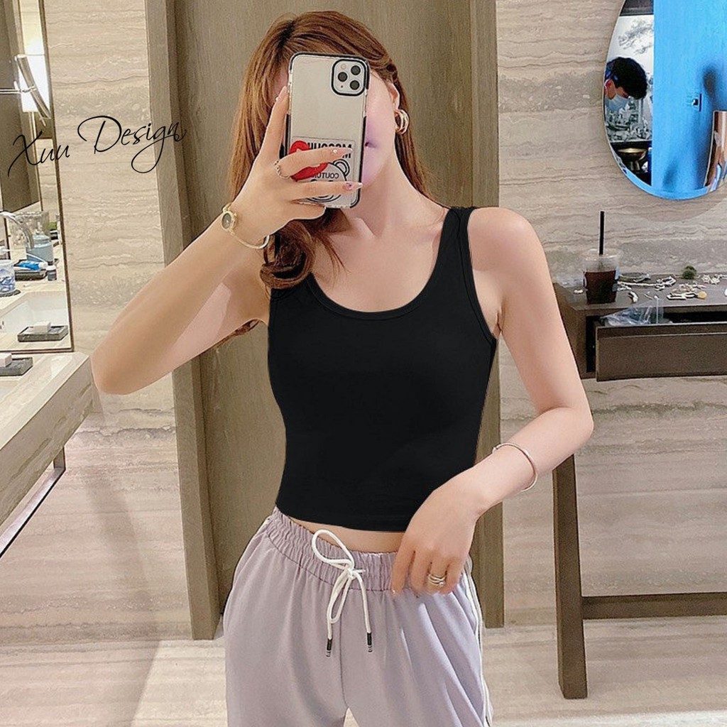 Áo croptop body trơn ba lỗ chất cotton co dãn XUU DESIGN AD05