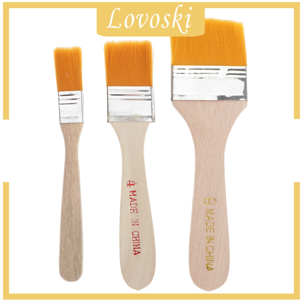 Set 3 Cọ Vẽ Tranh Sơn Dầu Tay Cầm Bằng Gỗ Tiện Dụng