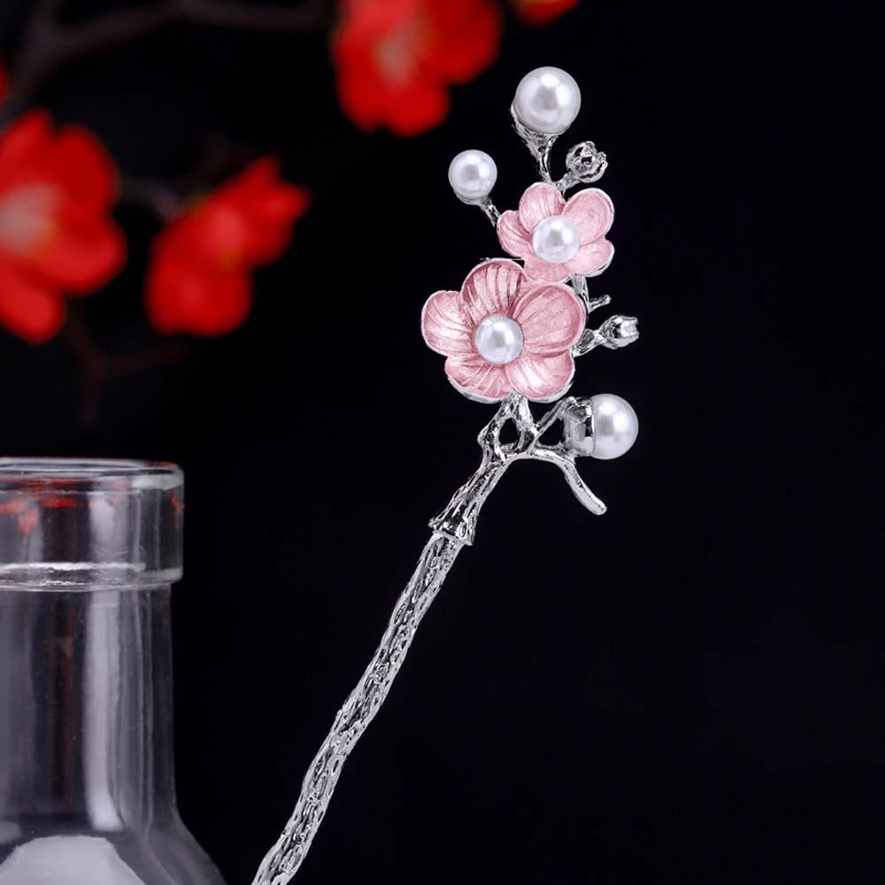 Trâm Cài Tóc Hình Hoa Đào Đính Ngọc Trai Đơn Giản Phong Cách Trung Hoa Cho Nữ