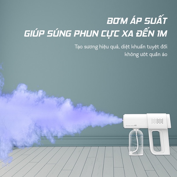 Súng Phun Khử Khuẩn K5 Pro Có Tia UV Dung Tích 380ml Chất Liệu Nhựa PP Siêu Bền