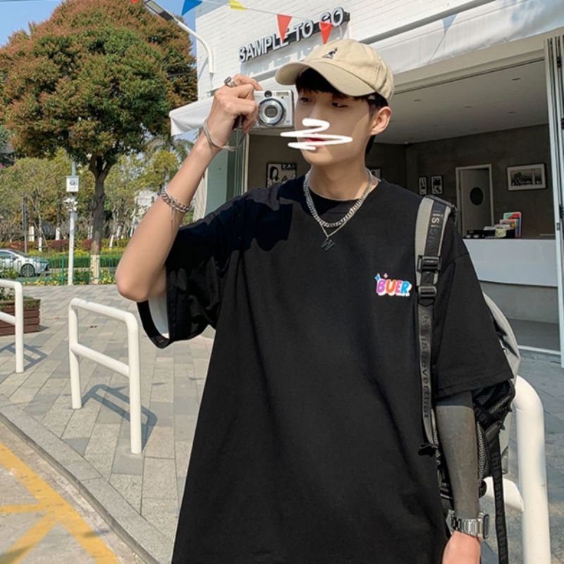 Áo phông rộng UNISEX chữ cầu vồng Freesize phom rộng tay lỡ 92HOUSE