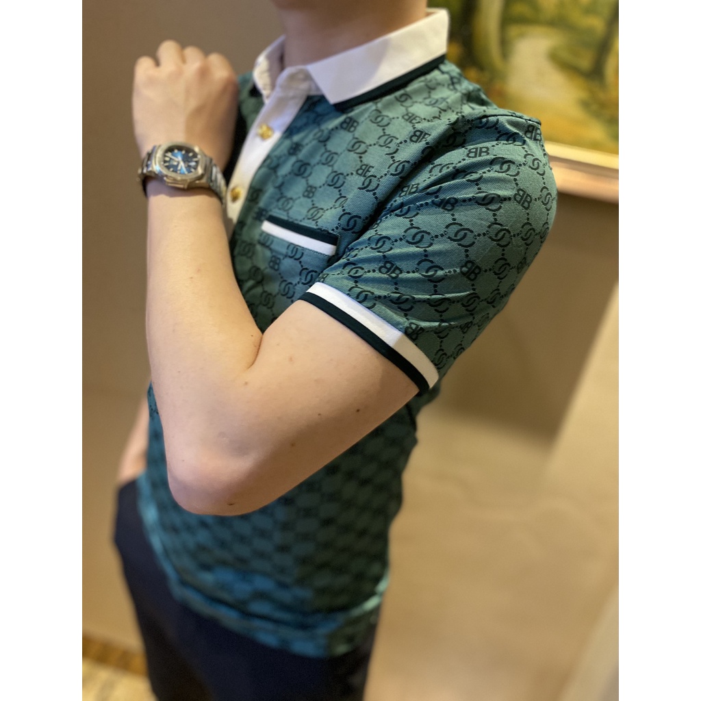 Áo polo tay ngắn thời trang nam cao cấp 𝑮𝒖𝒄𝒄𝒊 𝑮𝑪 𝑮𝑮 sành điệu, thanh lịch