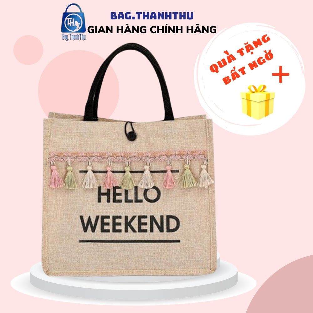 Túi cói vintage Bag.ThanhThu size to tua rua đi biển 489