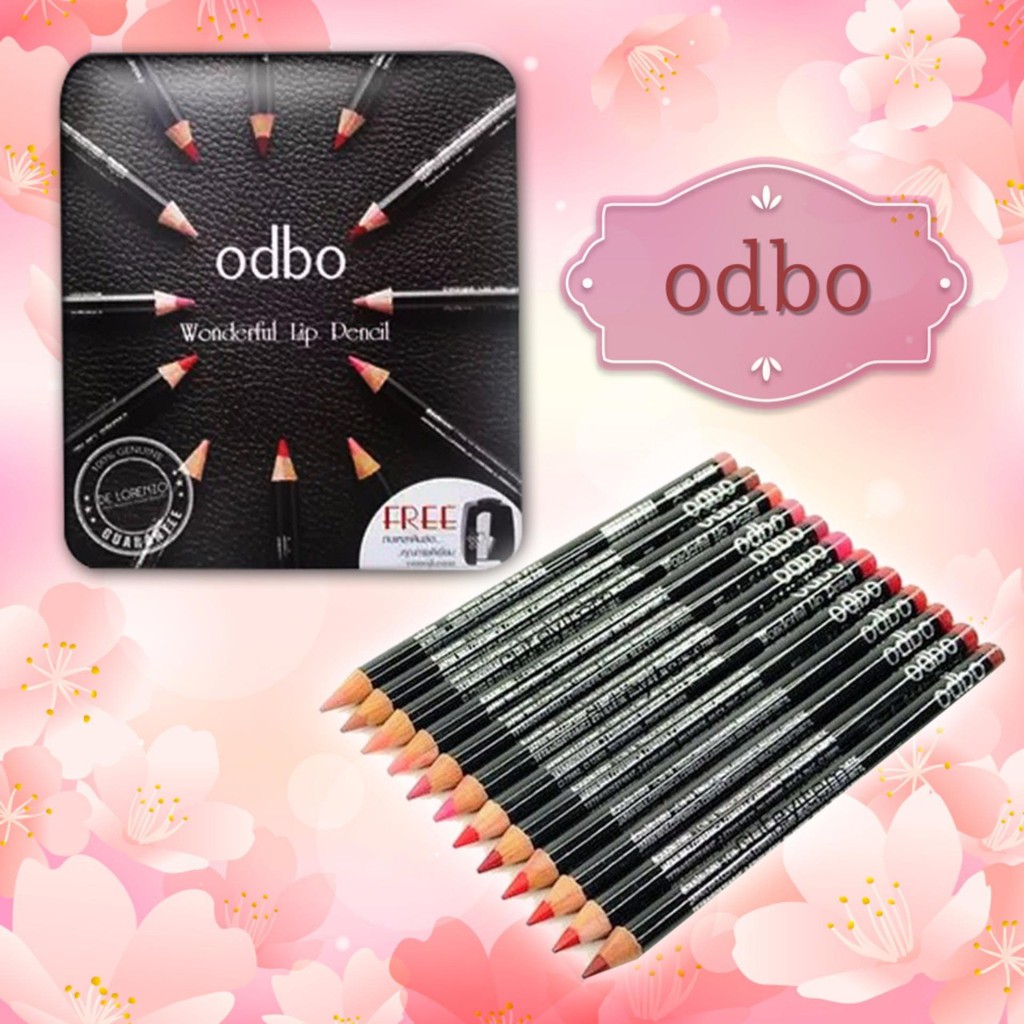 Hộp Chì Kẻ Môi Odbo Wonderful Lip Pencil Thái Lan 12 cây tặng kèm chuốt chì | BigBuy360 - bigbuy360.vn