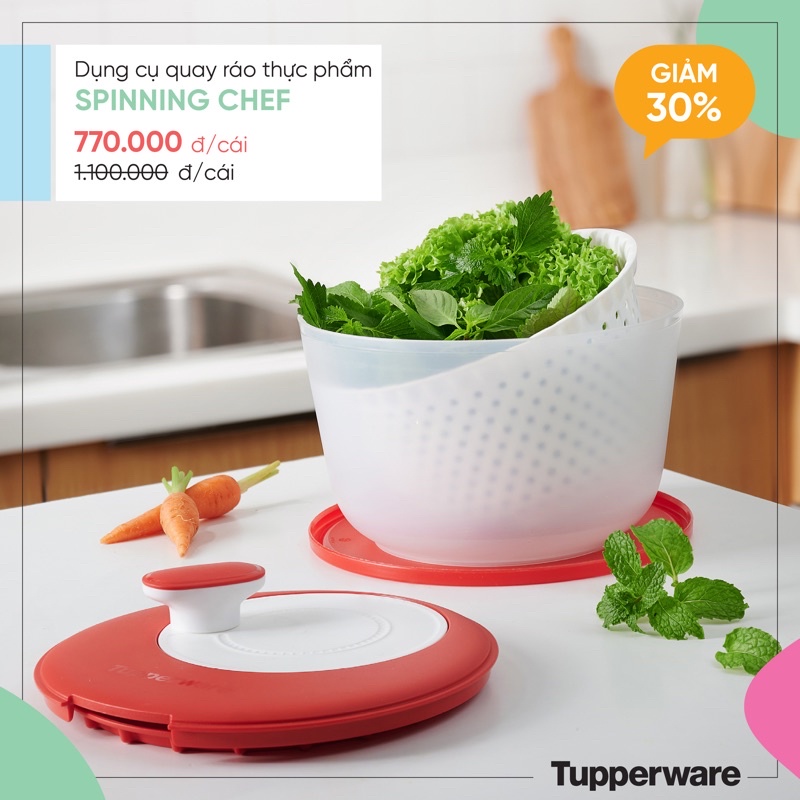 Dụng cụ quay rau Tupperware Spinning Chef - Hàng chính hãng Tupperware phân phối tại Việt Nam