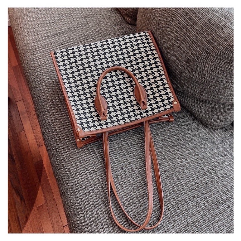 Túi xách công sở nữ in họa tiết răng sói sét 2 món shop tuyển sỉ