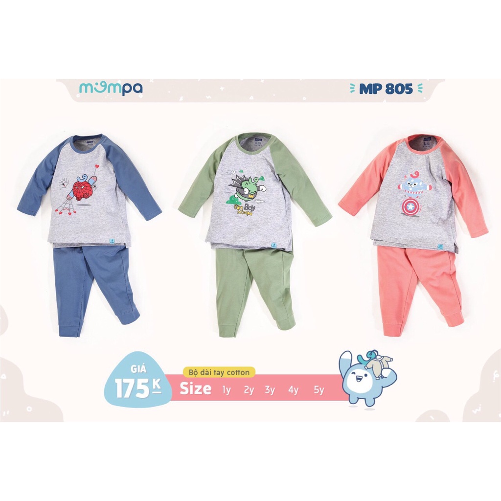 Bộ dài tay raglan MOMPA chất cotton trẻ em MP805