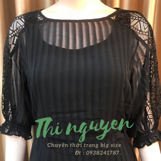 Đầm xoè phối ren tay phồng
