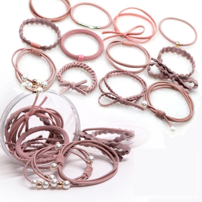 Combo 12 chun buộc tóc mềm kiểu Hàn Quốc kèm hộp đựng