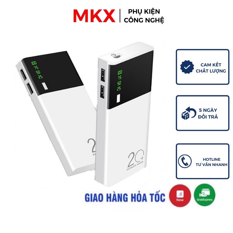 Sạc Dự Phòng SMART 20.000mAh Có Led Báo %Pin Dung Lượng Chuẩn