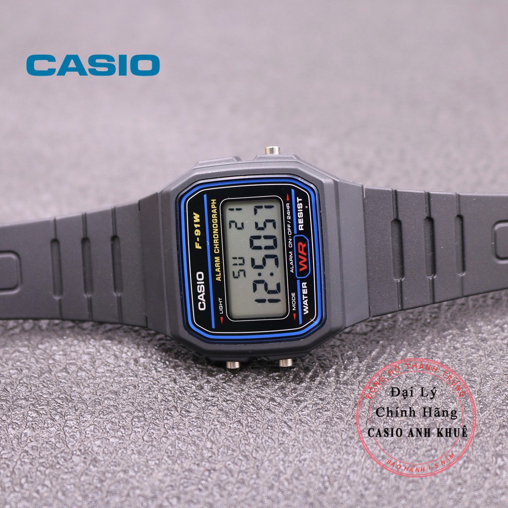 Đồng hồ nam Casio F-91W-1DG dây nhựa