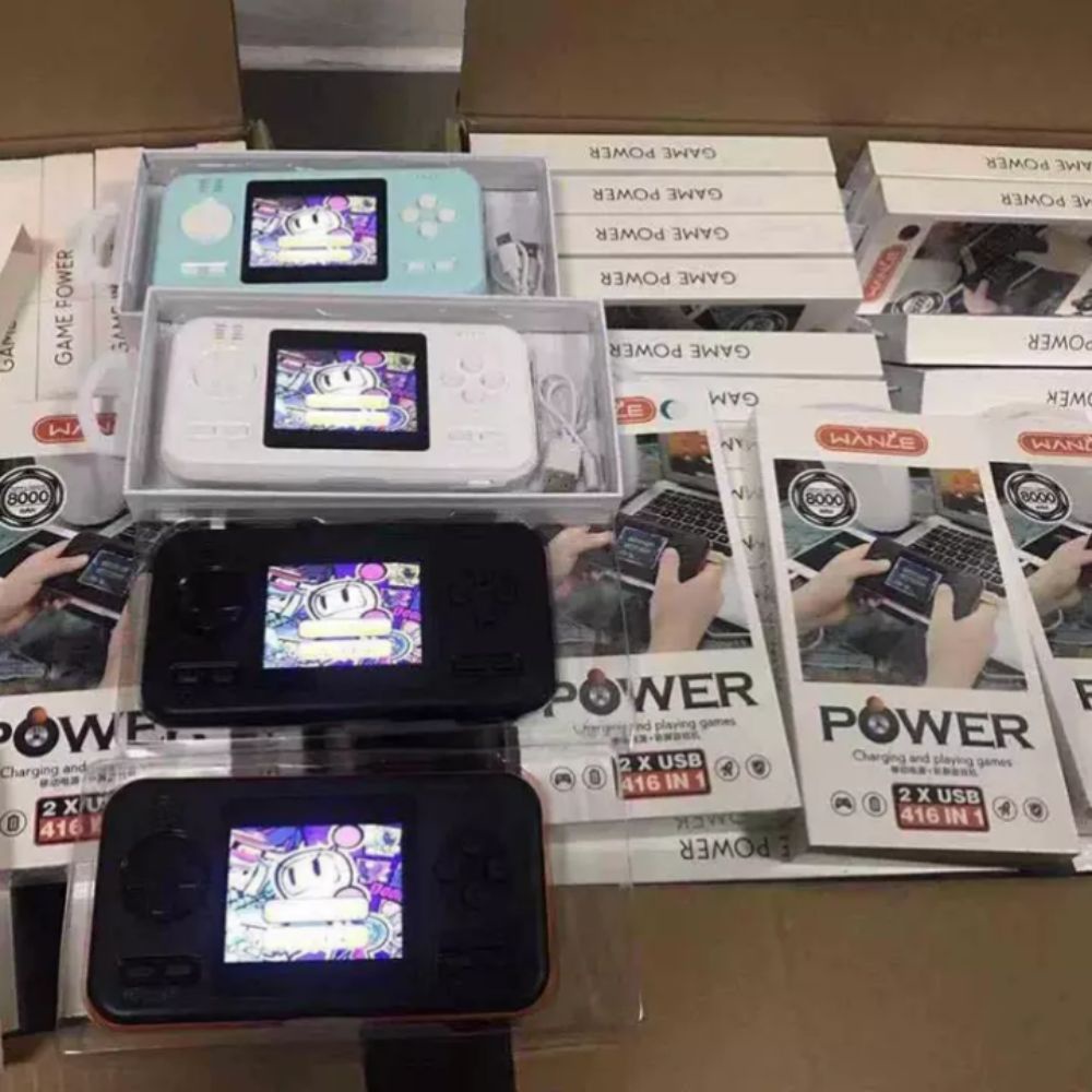 Máy Chơi Game Cầm Tay 416 Trò Kiêm Sạc Dự Phòng 8000 MAH mini 4 nút , bảo hành 12 tháng