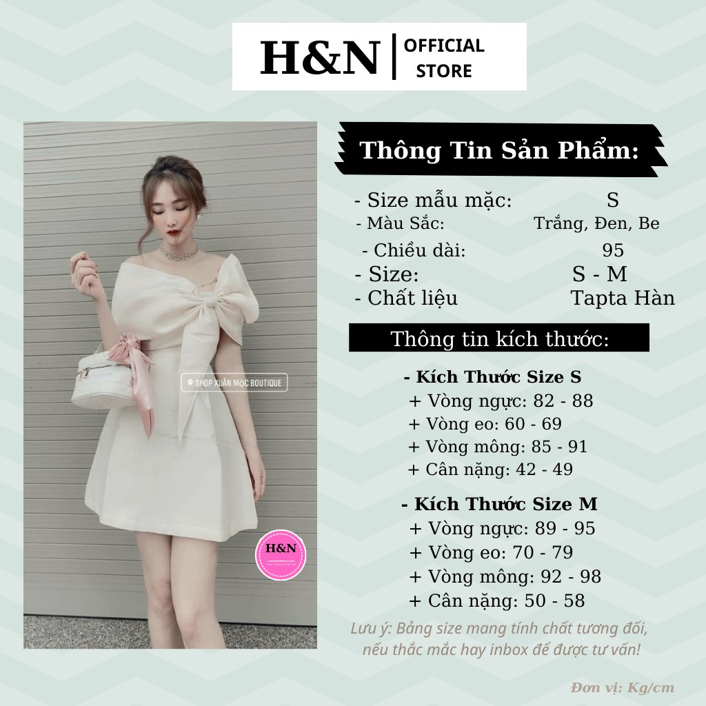 Váy trễ vai thiết kế dáng suông ngắn nơ ngực tiêu thư xinh xắn chất tapta hàn - HN Clothing V9