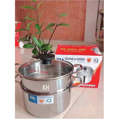 Bộ nồi xửng hấp inox Đông Á cook đáy từ( sz 20,24 và 28cm)