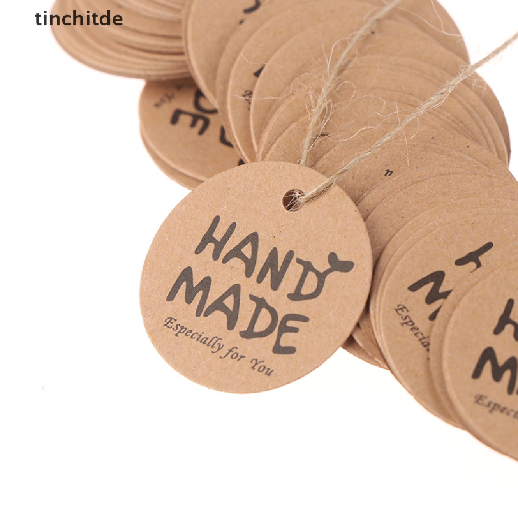 Set 100 Nhãn Giấy In Chữ Handmade Dùng Để Trang Trí Gói Quà