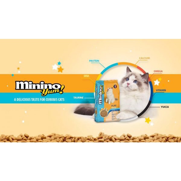 Thức ăn cho mèo Minino Yum túi 1,5kg vị cá hồi hải sản