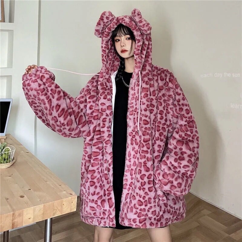 Áo Khoác Báo Hồng Lông Mịn 2 Lớp (ORDER 15-20N)