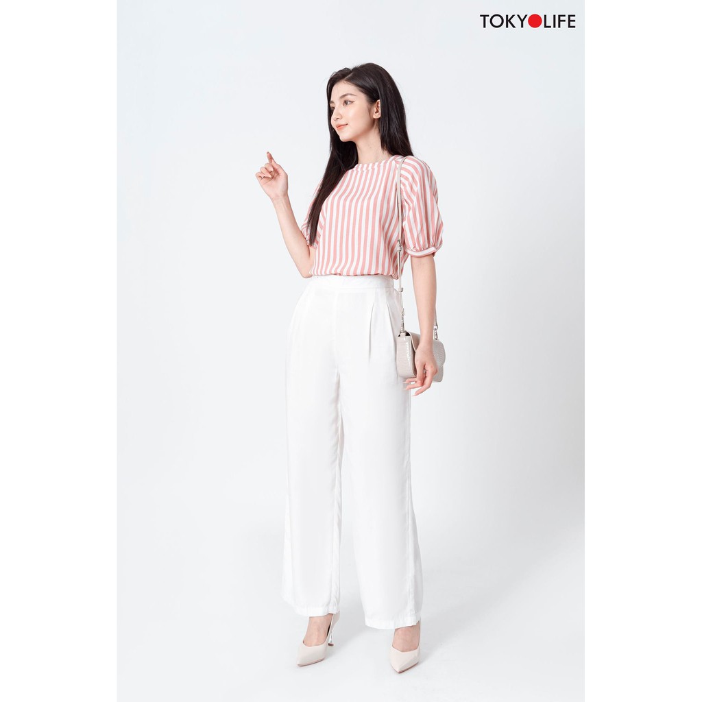 Áo sơ mi Nữ TOKYOLIFE cổ tròn tay bồng xinh xắn I9SHI510I