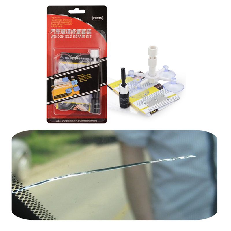 ✿CRE Windshield Repair Kit Quick Fix DIY Car Wind Glass Bullseye Rock Chip Crack Star