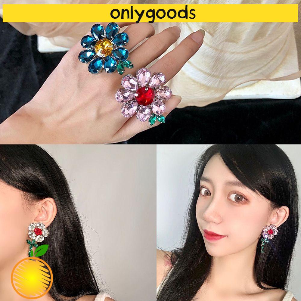 Bộ Khuyên Tai / Nhẫn / Khuyên Tai Hình Hoa Phong Cách Hàn Quốc Thời Trang Cho Nữ