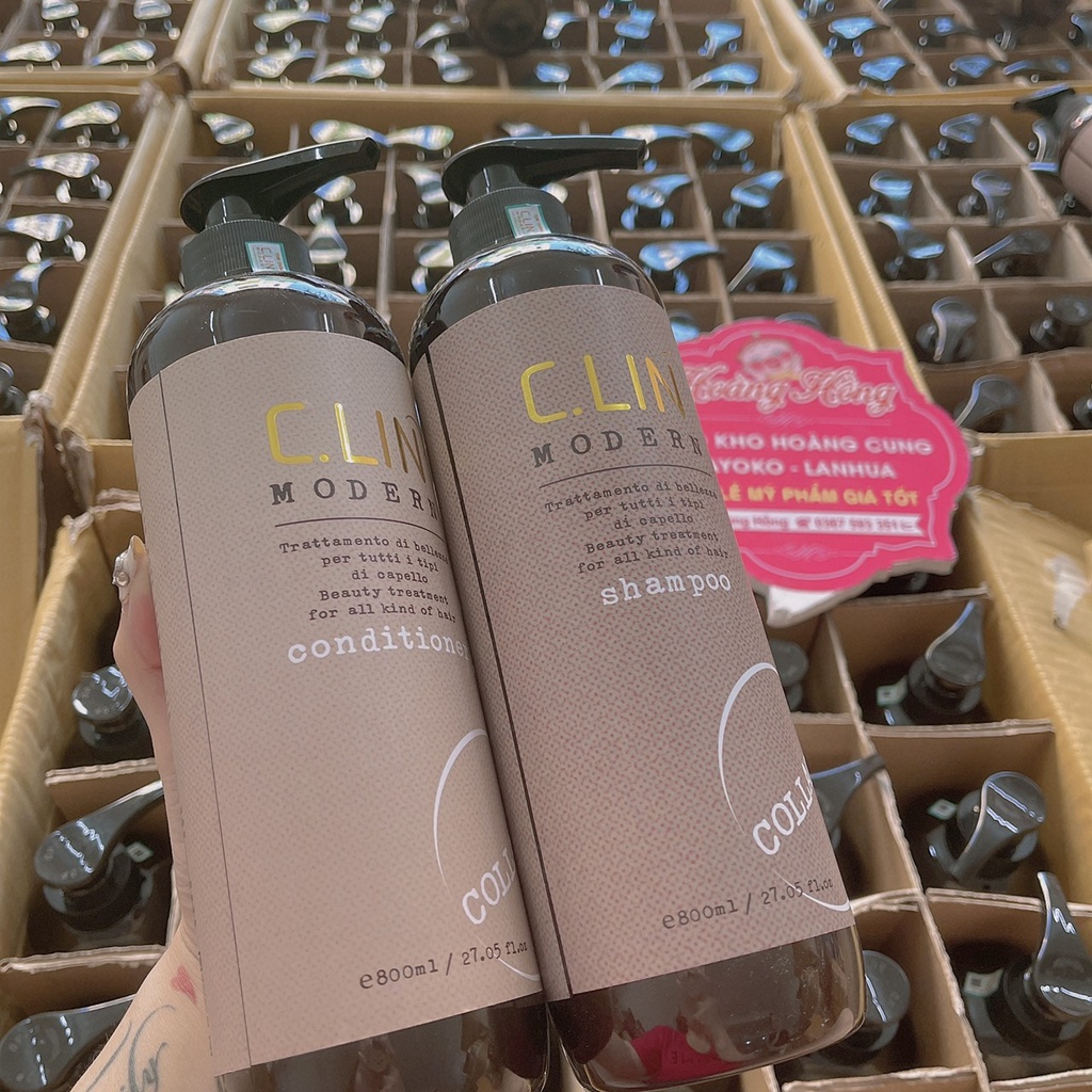 Cặp Dầu Gội + Xả Clin Modern Collagen 800ml/1 Lọ