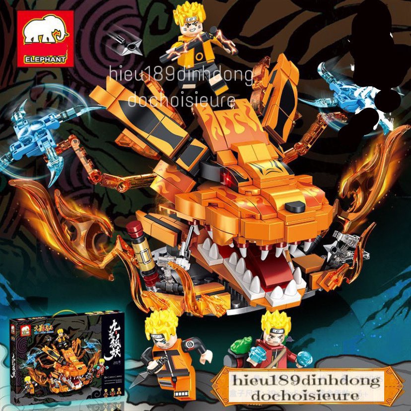 Lắp ráp xếp hình naruto hiền nhân cửu vĩ làng lá 505 mảnh JX 90121