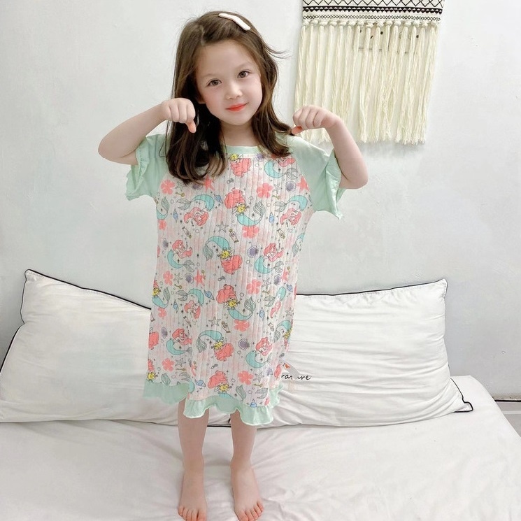Đầm Ngủ Mùa Hè Vải Mỏng Thoáng Khí In Họa Tiết Hoạt Hình Dễ Thương Thoải Mái Phong Cách Phương Tây Cho Bé Gái 2022