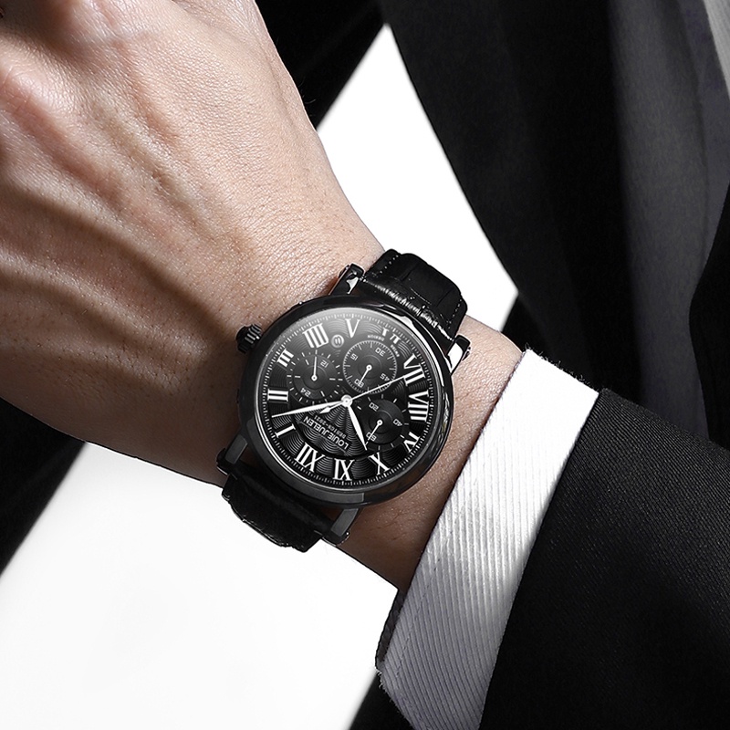 Đồng Hồ Quartz Dây Da Thật Sang Trọng Phong Cách Doanh Nhân Thời Trang 2023