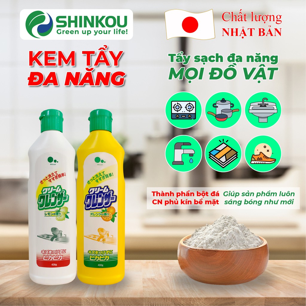 Kem tẩy rửa đa năng hương cam (xoong nồi, kim loại, gạch men,...) - Sản phẩm chất lượng Nhật Bản