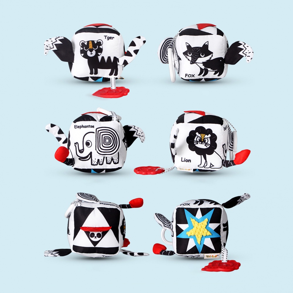 Đồ chơi treo xe đẩy màu đen và trắng cho trẻ sơ sinh từ 0-12 tháng tuổi