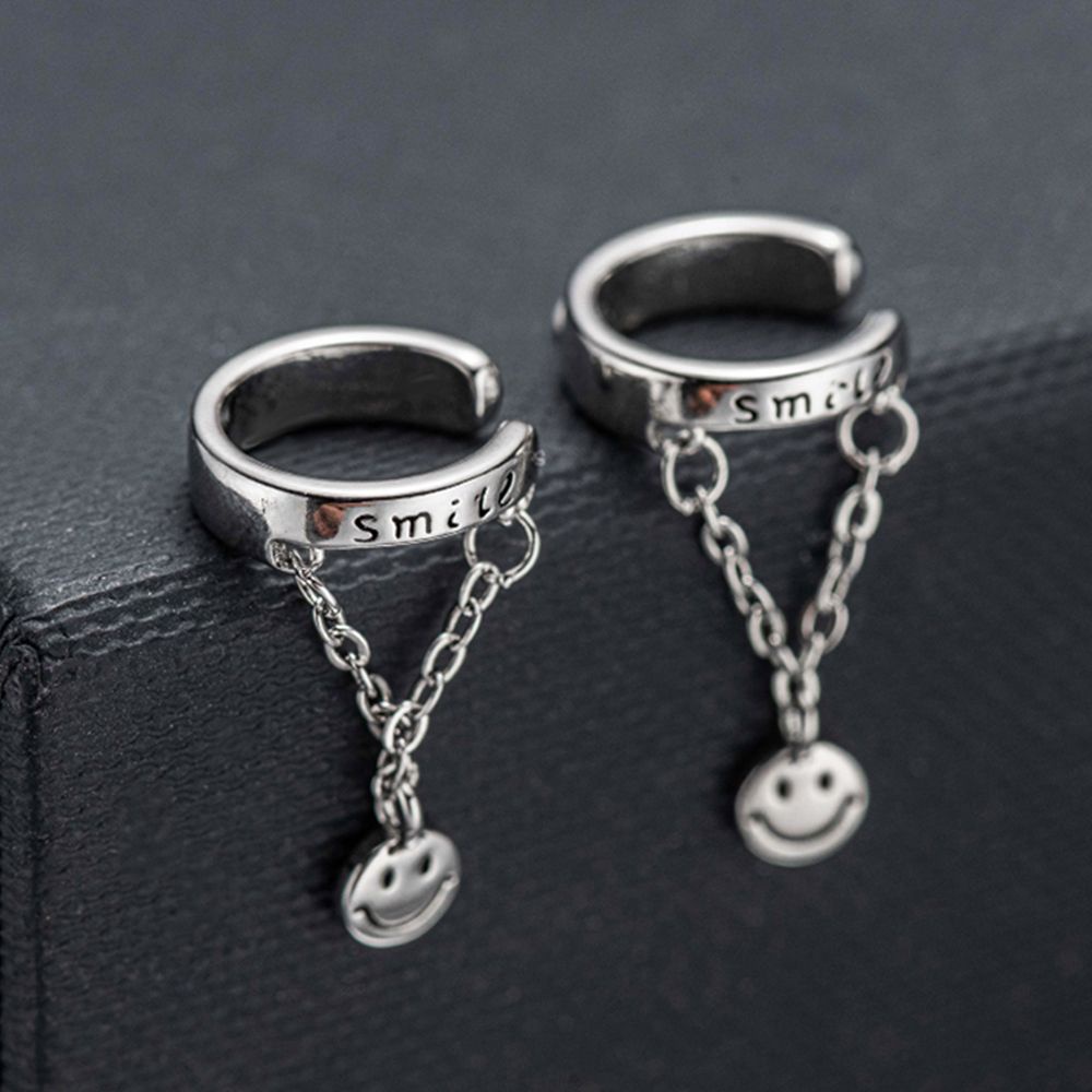 Khuyên tai dạng kẹp hình mặt cười bằng đồng phong cách Hàn Quốc thời trang cá tính cho nữ