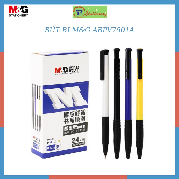 Bút Bi dầu mực xanh M&G ABPV 7501A Ngòi 0.7mm ngòi trơn mực đều nét