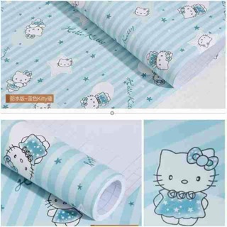 3m Giấy dán tường kitty xanh dương khổ 60cm