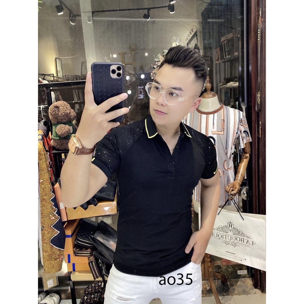 Áo thun nam đẹp polo tay ngắn cổ trụ in họa tiết BT giá rẻ cao cấp AHFASHION