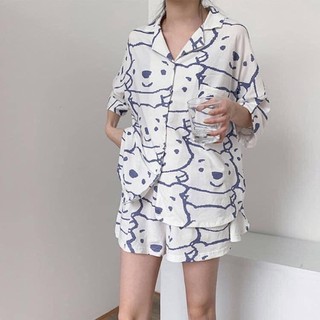 Pijama gấu ulzzang ngắn siêu mát
