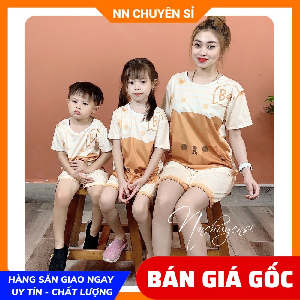 Đồ bộ thun quần đùi cho bé mặc nhà size đến 70kg chất thun mềm mát in hình Shin hoạt hình dễ thương DBRBD FULL SIZE