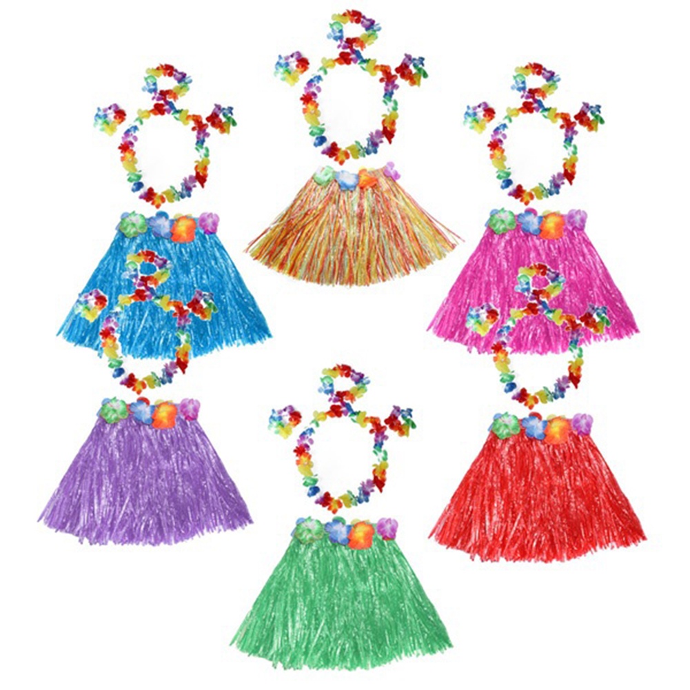 Bộ Vòng Hoa Và Chân Váy Tua Rua Phong Cách Hawaii Cho Bé