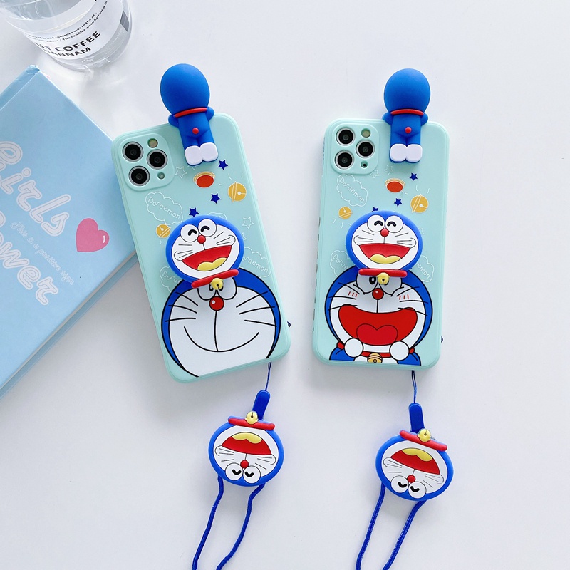 Ốp điện thoại có dây đeo búp bê họa tiết Doraemon cho SAMSUNG A72 A52 A12 A02S M12 A71 A51 A31 A21S A11 M11 A10S A20S