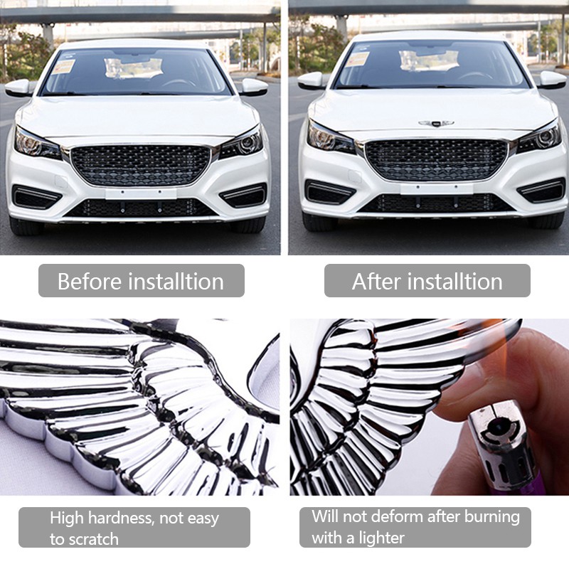 Miếng dán mui xe hơi bằng kim loại hình đôi cánh trang trí cho Daewoo G2X Gentra Korando Tosca