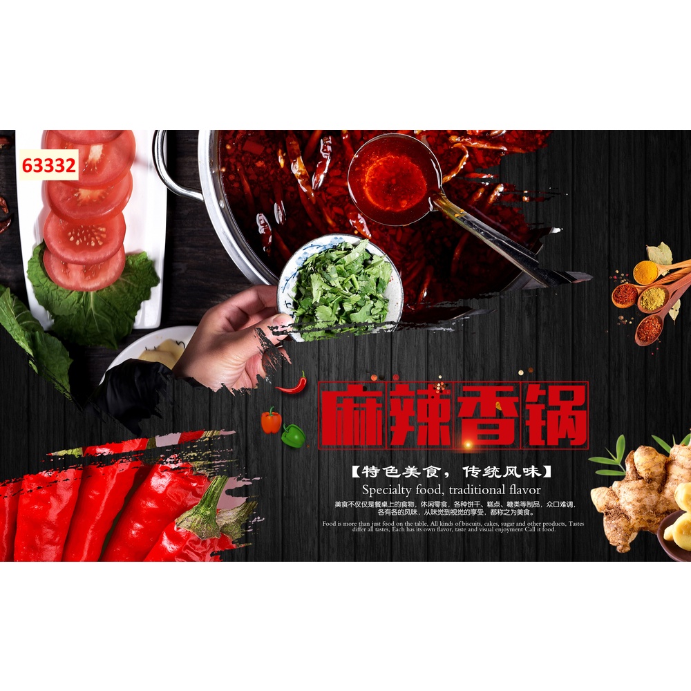 Tranh dán tường vải lụa 3D giành cho nhà hàng lẩu nướng