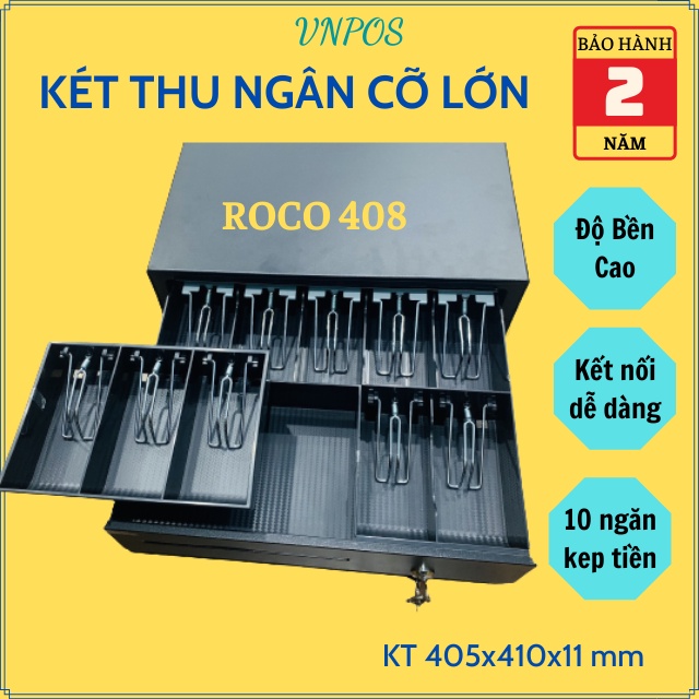 Ngăn kéo đựng tiền cỡ lớn Roco 407,Két thu ngân kết nối máy in hoá đơn,phần mềm quản lý bán hàng