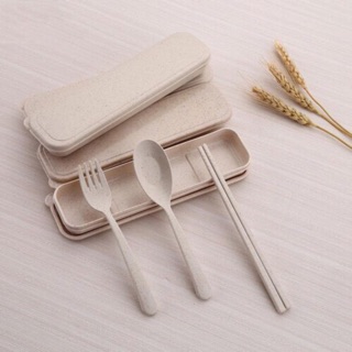 Set muỗng đũa nĩa nhựa lúa mạch