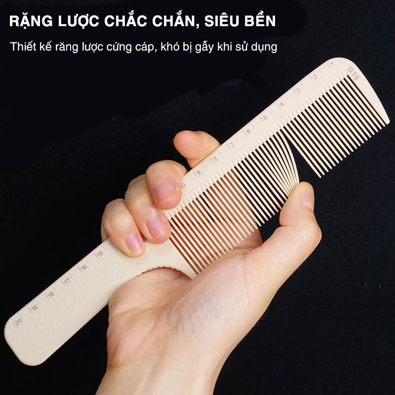 Lược nhiệt cắt tóc Makaro B18 chuyên nghiệp, hớt tóc nam nữ salon barber, loại bản to chia vạch, Giadungpbm