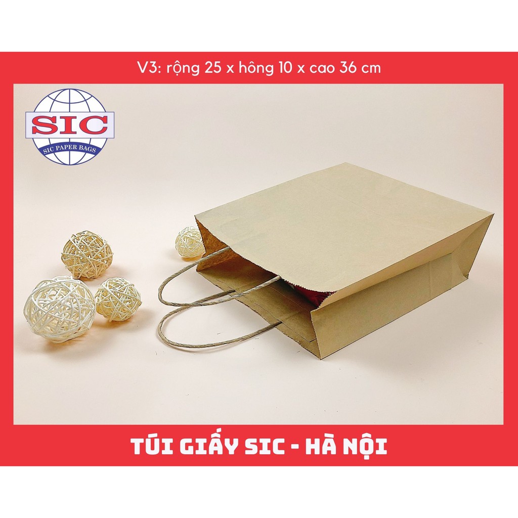 [SET 10 CHIẾC] TÚI GIẤY KRAFT V3: 25x10x30 CÓ QUAI ( ẢNH THẬT)