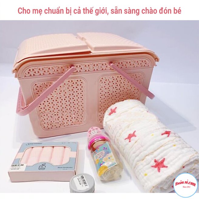 Làn đựng đồ có nắp cao cấp Việt Nhật Kokori (MS:2608)- 01447-Làn nhựa đi sinh, làn nhựa đựng đồ đa năng, có quai xách