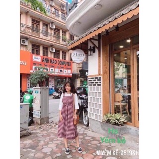 Váy yếm kẻ rút eo - HS
