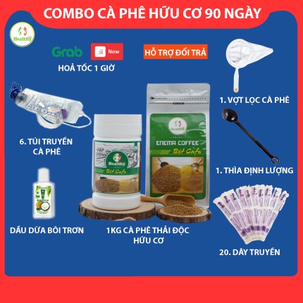 COMBO 90 ngày  cà phê hữu cơ thải độc đại tràng, coffee enema, cà phê giảm cân, cà phê organic
