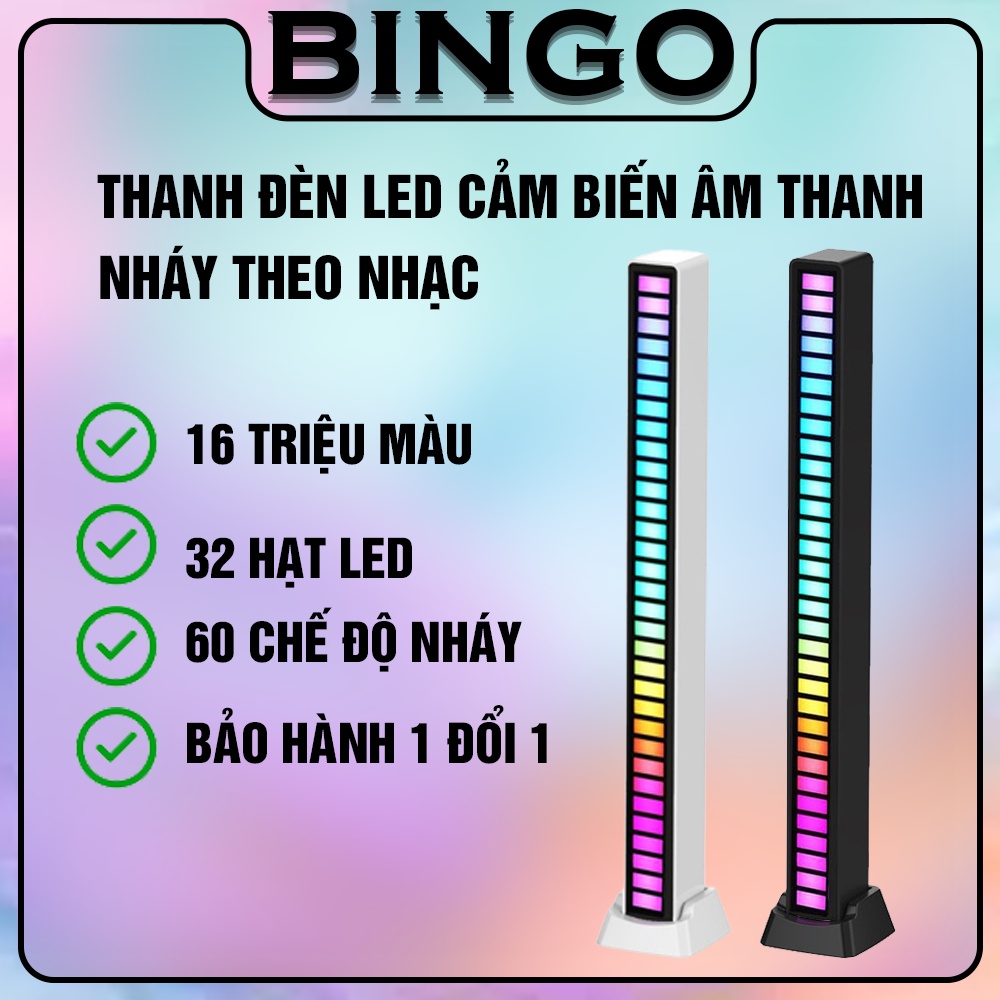 Thanh Đèn LED Nháy Theo Nhạc RGB Cảm Biến Âm Thanh 16 Triệu Màu Trang Trí Decor Siêu Đẹp - BINGO STORE