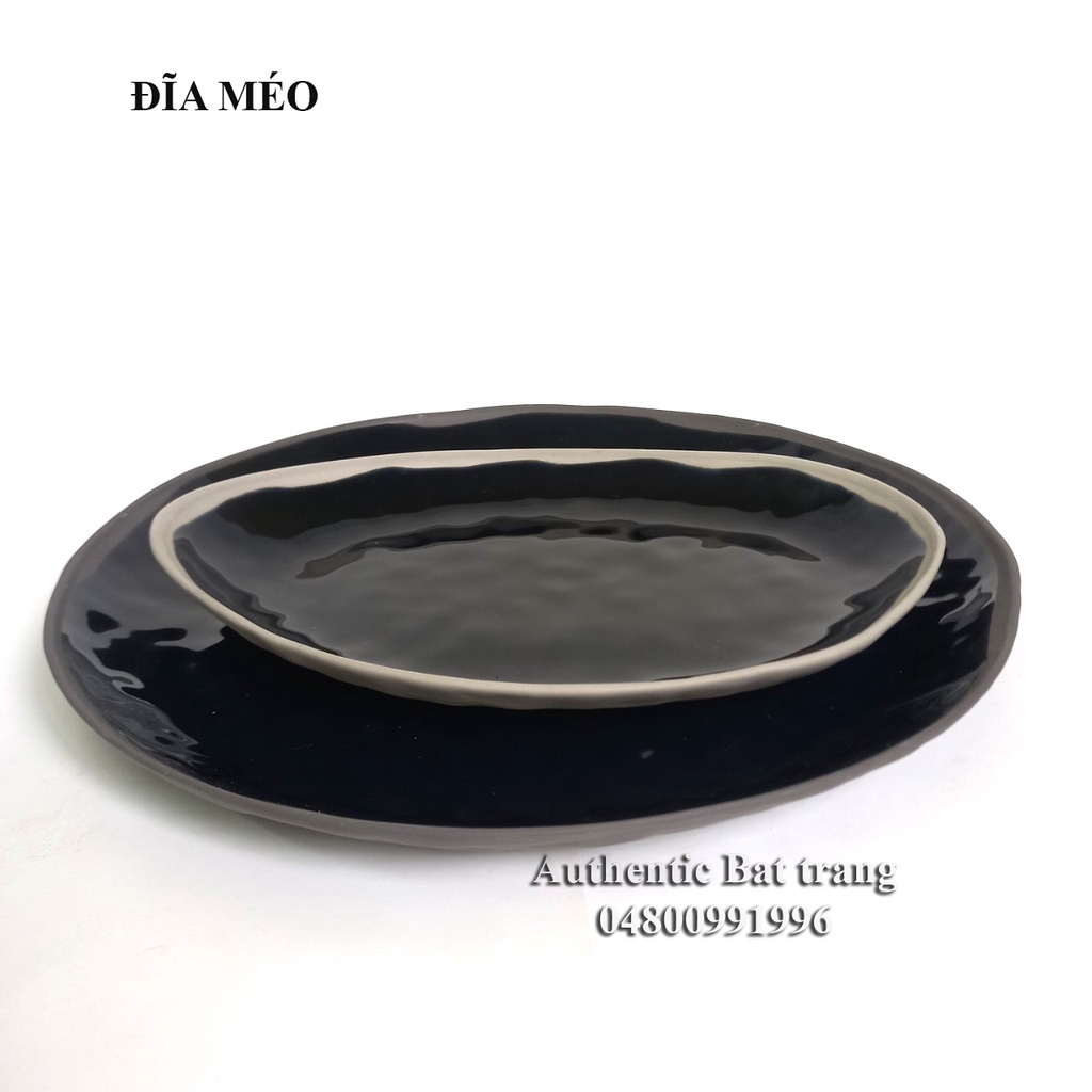 Bộ Cốc, Bát, Đĩa méo đen phong cách độc đáo CHÂU ÂU- Đẹp và Sang trọng-gốm sứ Authentic Bát tràng